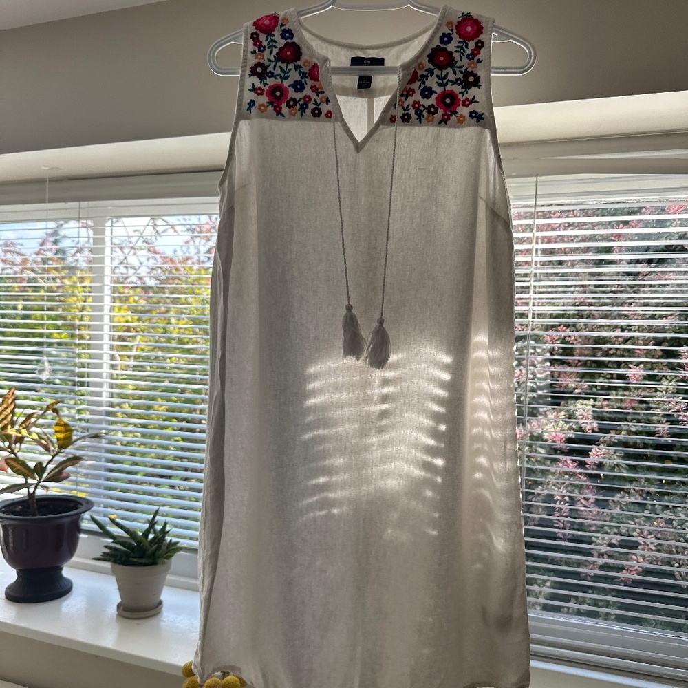 White and floral linen dress Gap - small
